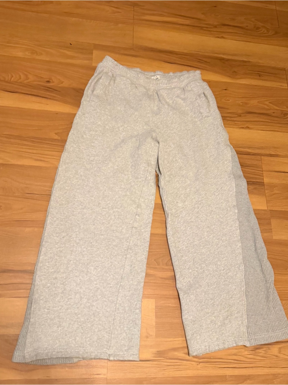 aerie Light Heather Gray Wide-Leg Track Pants